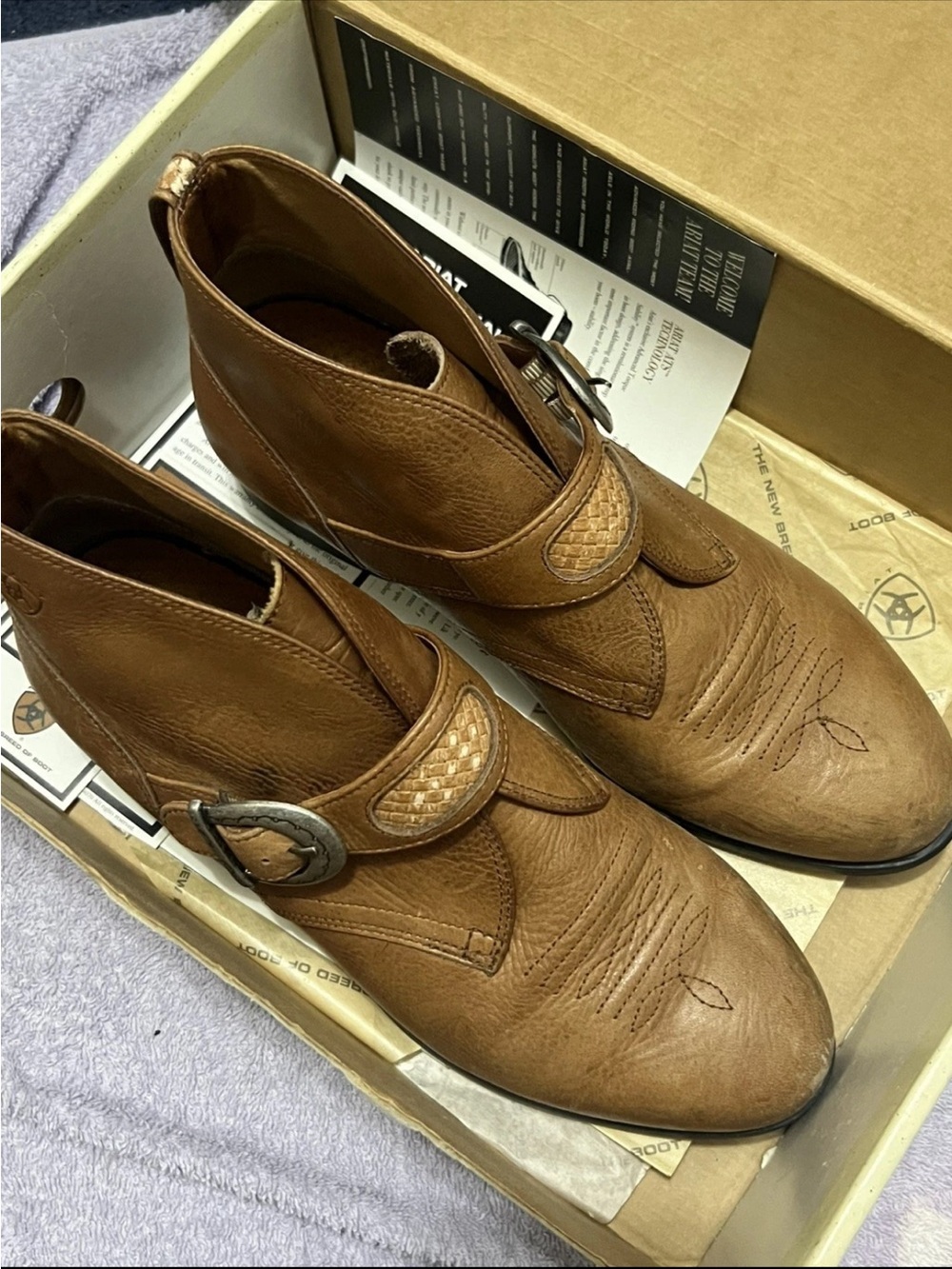 1992 Vintage Ariat Juliet Genuine Leather Western Boots Buckle Women’s 8.5